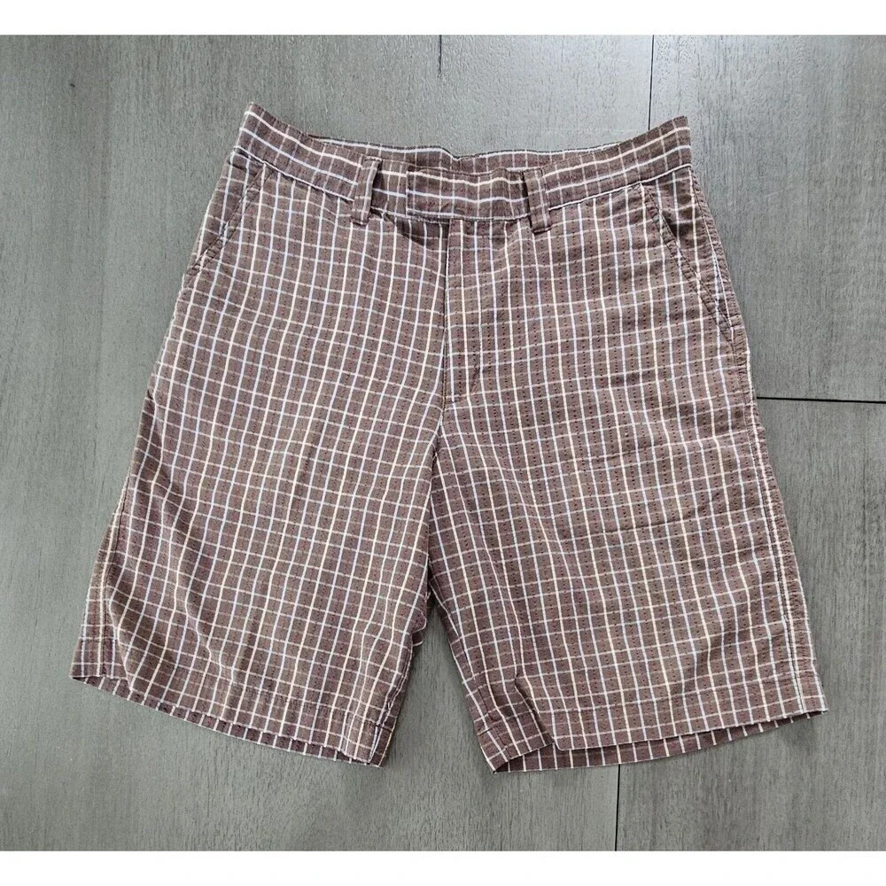 Patagonia Chino Shorts Mens 31 Brown Plaid Organic Seersucker Summer Wear Beach